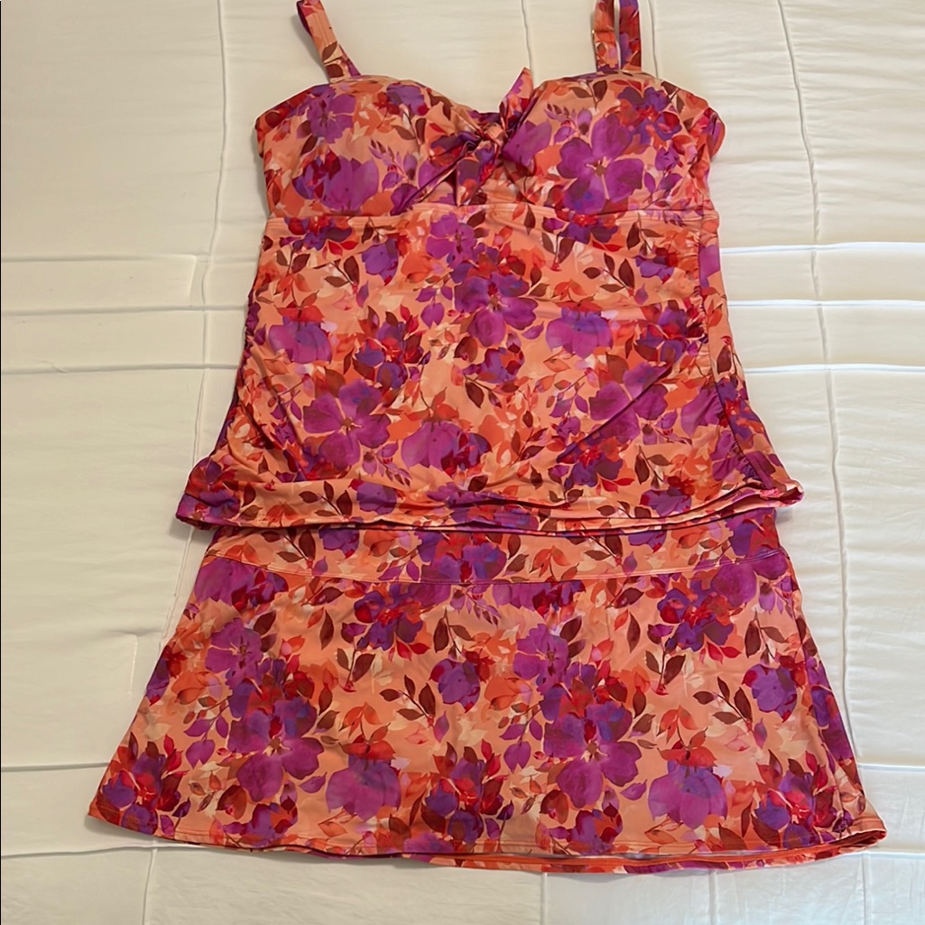 Alex Marie Floral Tankini - Purple And Orange